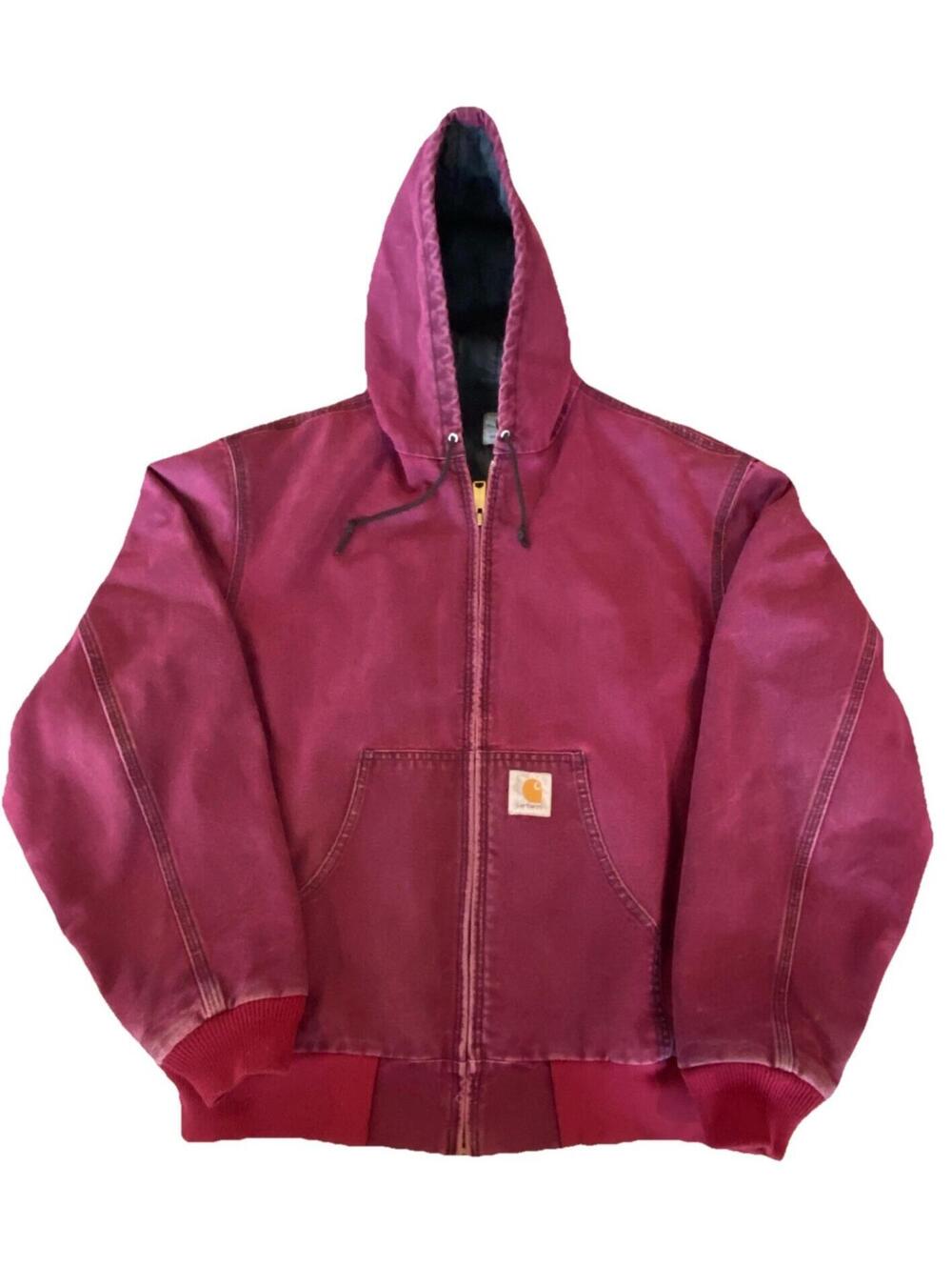 Vintage 90's Carhartt JQ246 Crimson / Wine Active Workwear Jacket Mens XL